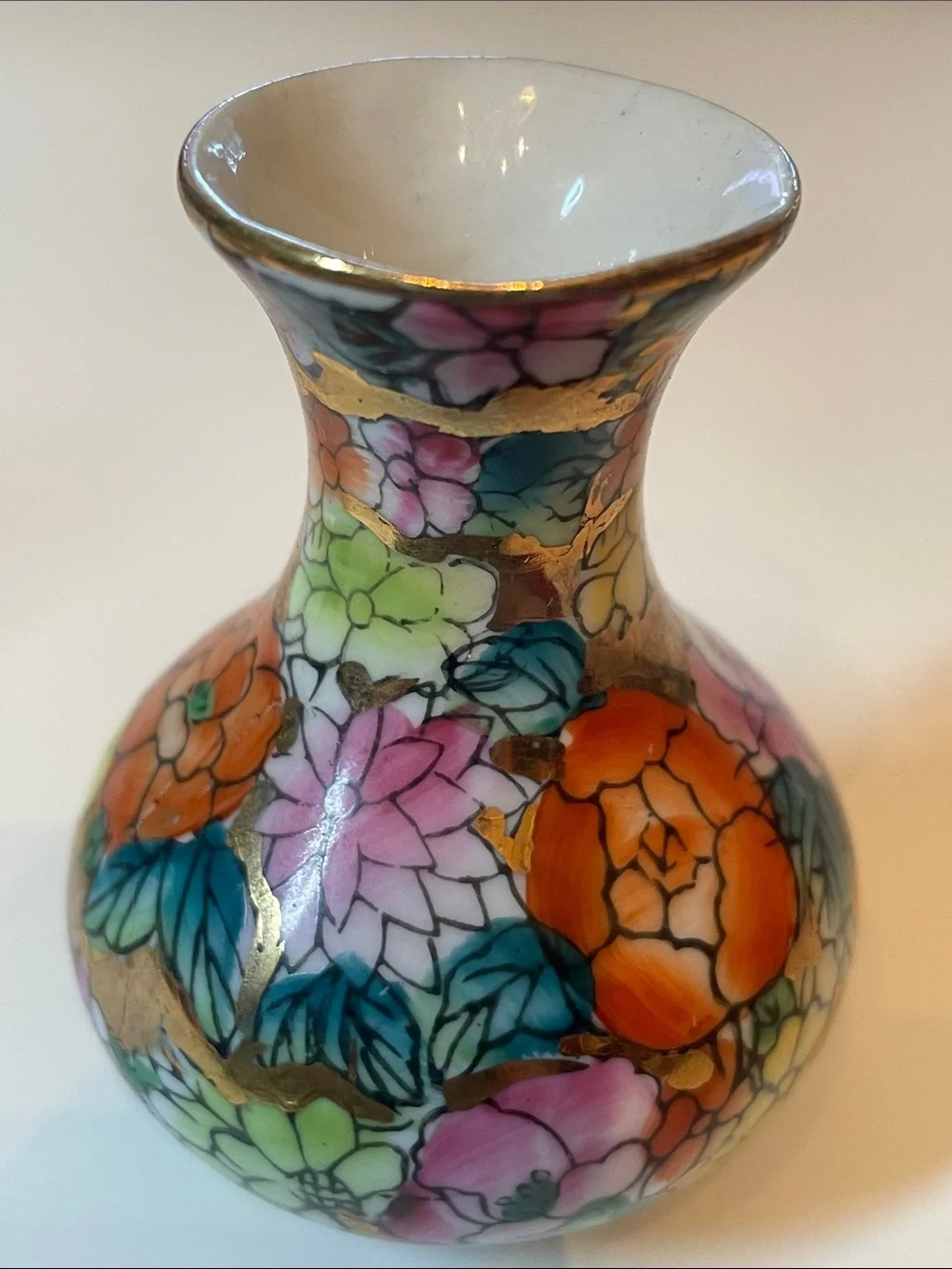 Vintage Miniature Chinese Porcelain Vases 1000 Flowers Design Vases